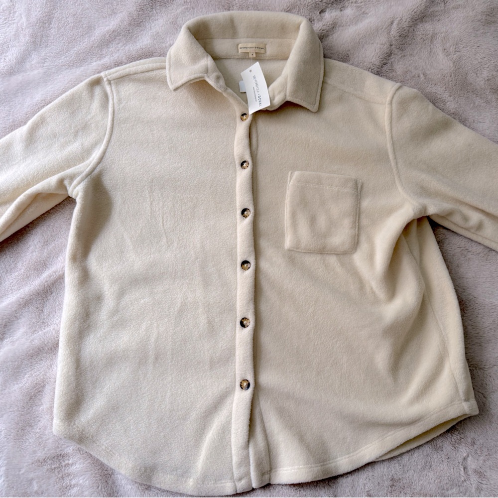 NWT Beyond Yoga x DONNI Polar Fleece Shacket Cream Size M - Picture 5 of 9